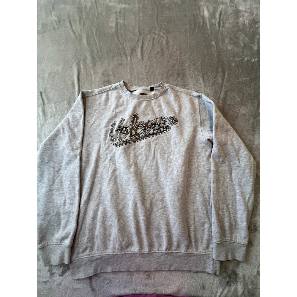 Volcom Sweatshirt Mens XL Gray Classic Fit Logo Graphic Crew Neck Pullover